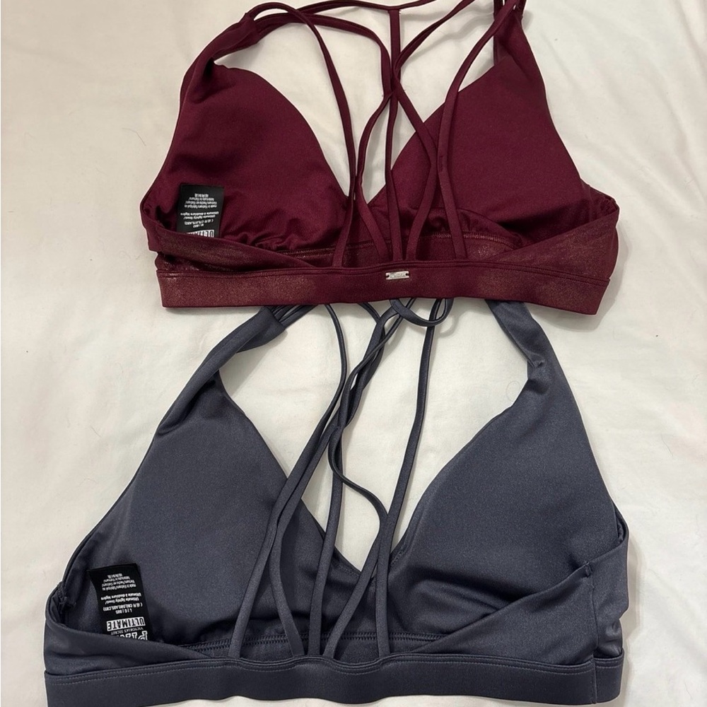 Victoria's Secret PINK Strappy Bralette Duo - Burgundy and Gray - Picture 2 of 4